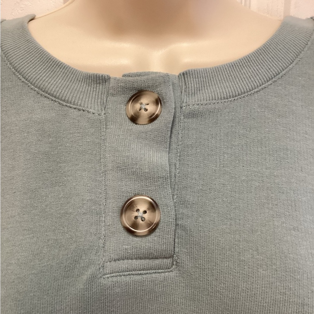 Knox Rose sage long sleeve Henley sweater XXL with lace detail - Picture 2 of 9